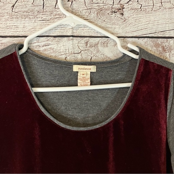 Sundance Burgundy Velvet Ruched Dulcet Tones Tee - Picture 3 of 11